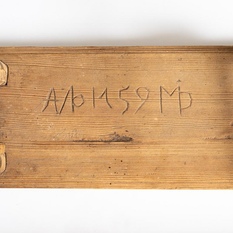 Bandvävstolar, två stycken, Sverige, daterade 1759.