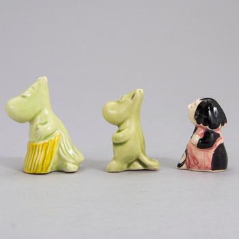 Three ceramic 'Moomin' figurines by Signe Hammarsten-Jansson, 1950's.