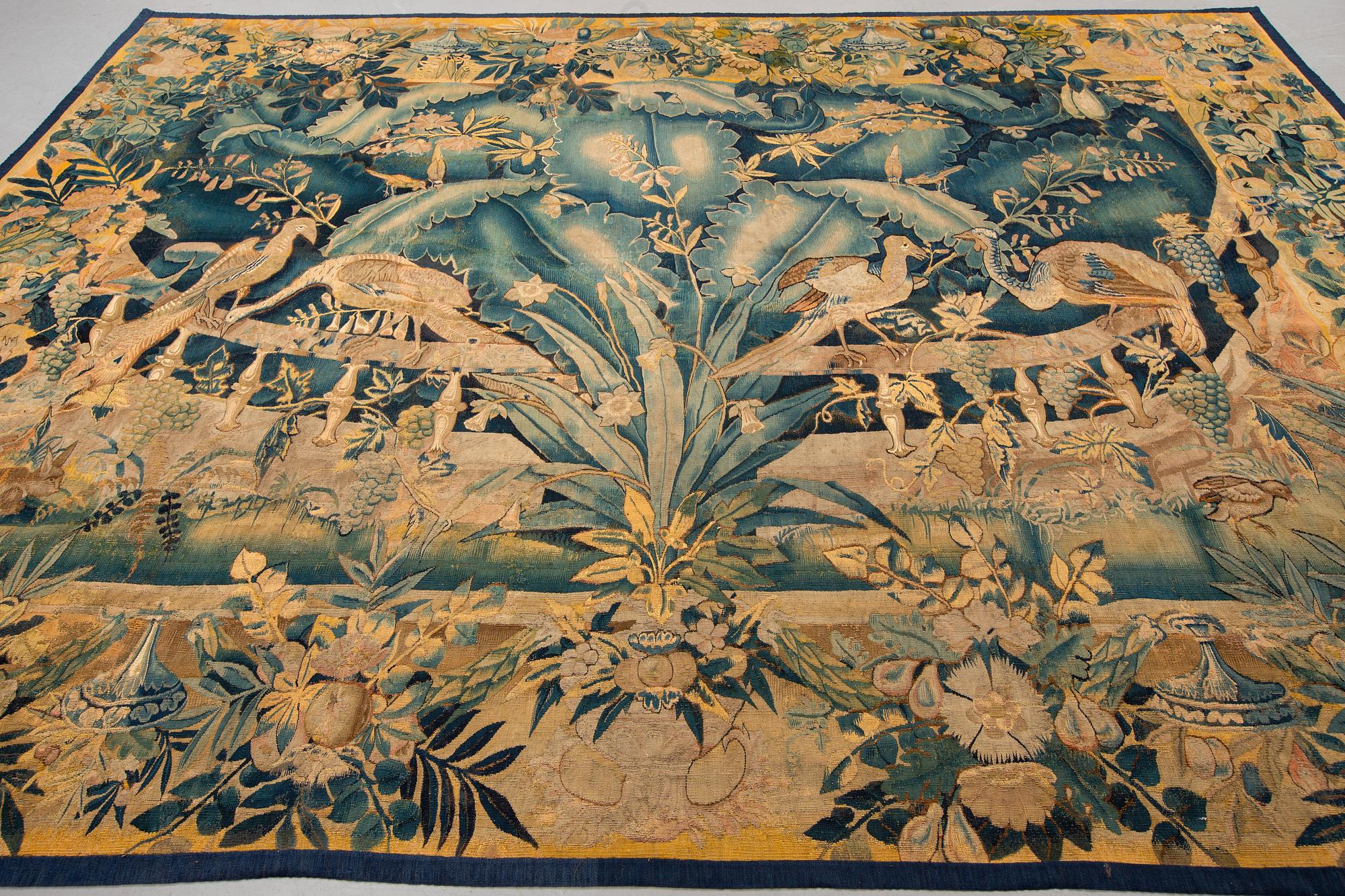 A tapestry, "Feuilles de choux", tapestry weave, third quarter 16th century, Flanders, probably Audenarde.