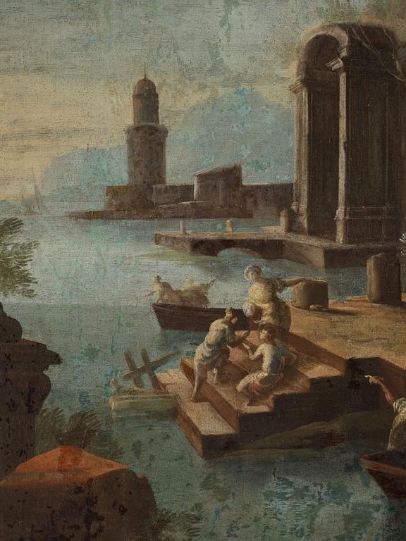 Italian school 17th/18th Century. Ruins by a harbour, a pair.