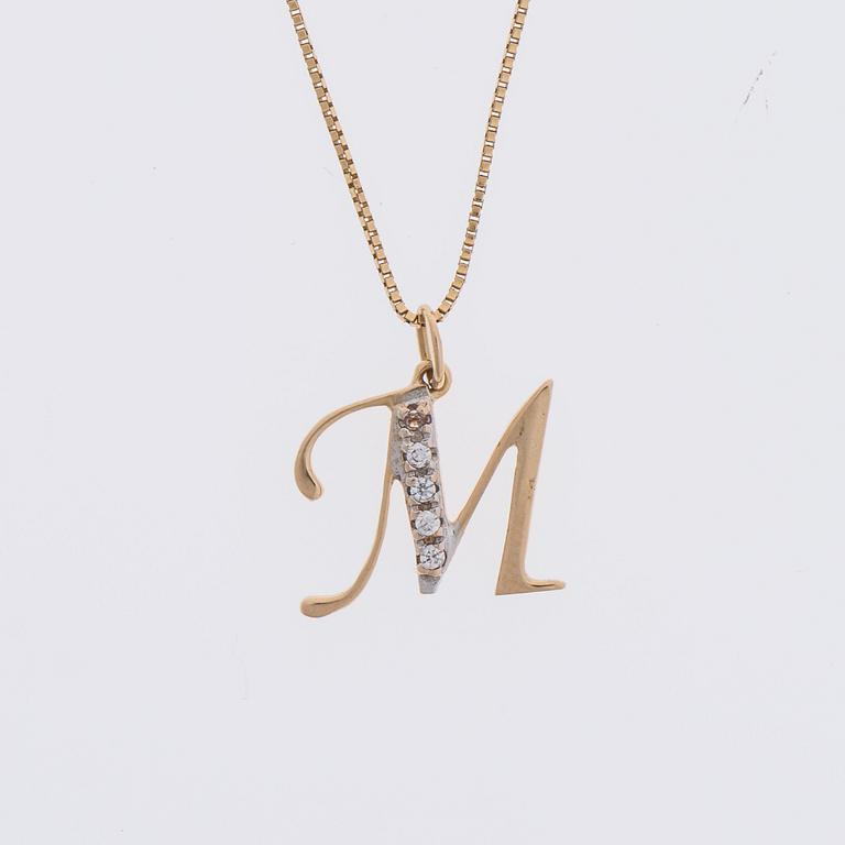 HÄNGE, 14K guld, små diamanter.