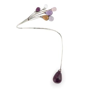 499. Vivianna Torun Bülow-Hübe, a necklace, silver with glass drops, excecuted in her own studio, most likely 1950's.