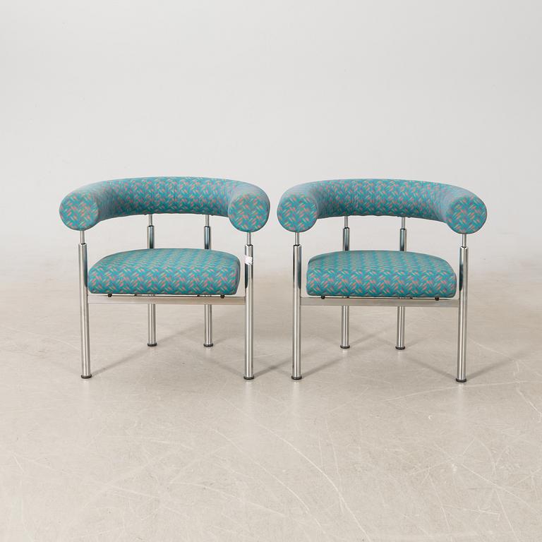 Johannes Foersom & Peter Hiort-Lorentzen, a pair of "Cobra" armchairs, Erik Jørgensen Furniture Factory, Denmark 1990s.
