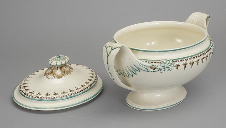 TERRIN med LOCK, flintgods, Wedgwood, England, omkr år 1800.