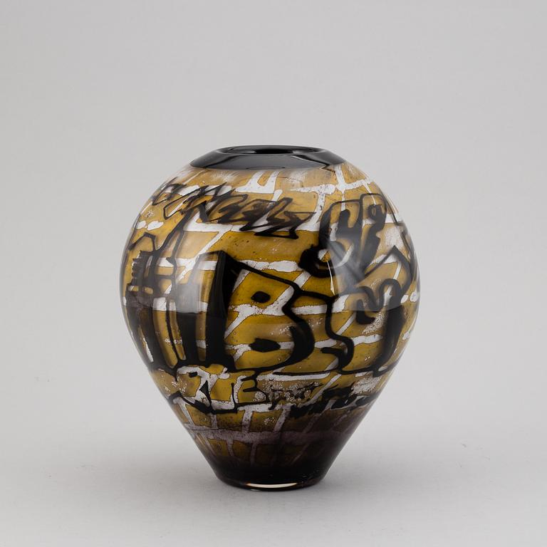 OLLE BROZÉN, a glass vase, limited edition 100, signed, Kosta Boda.