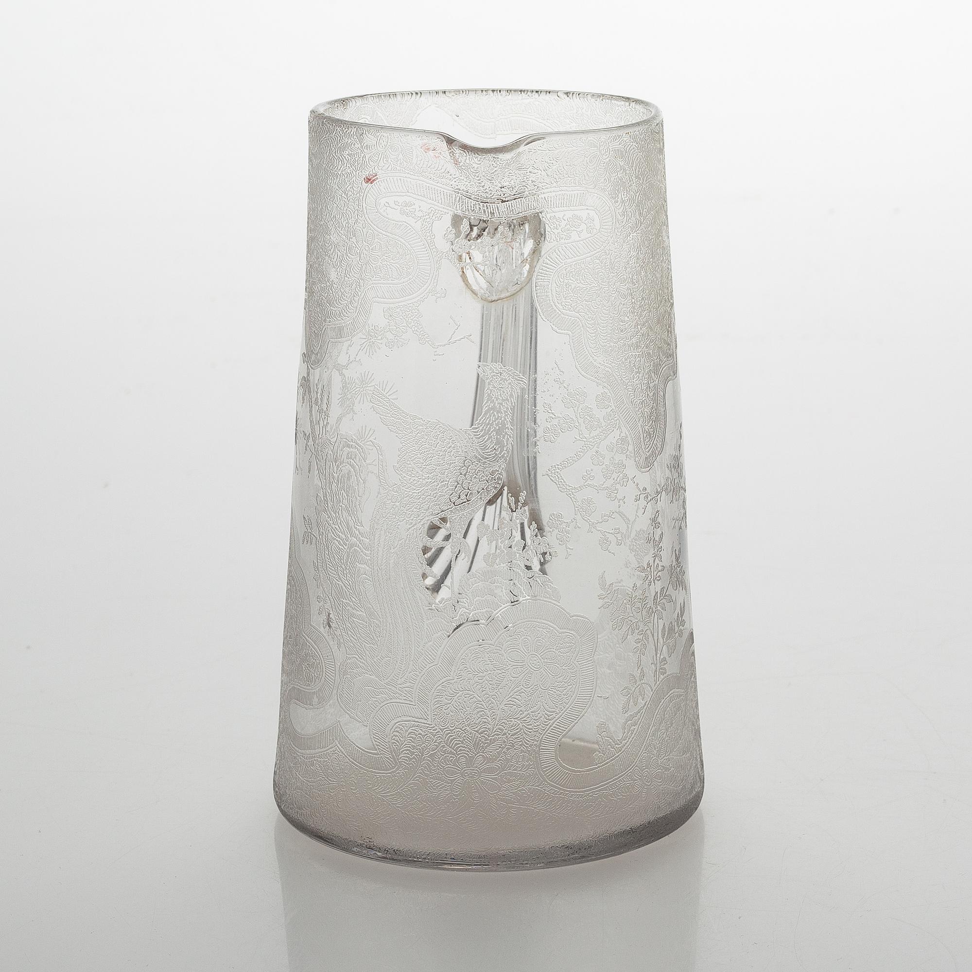 Kanna och 5 dricksglas, glas.