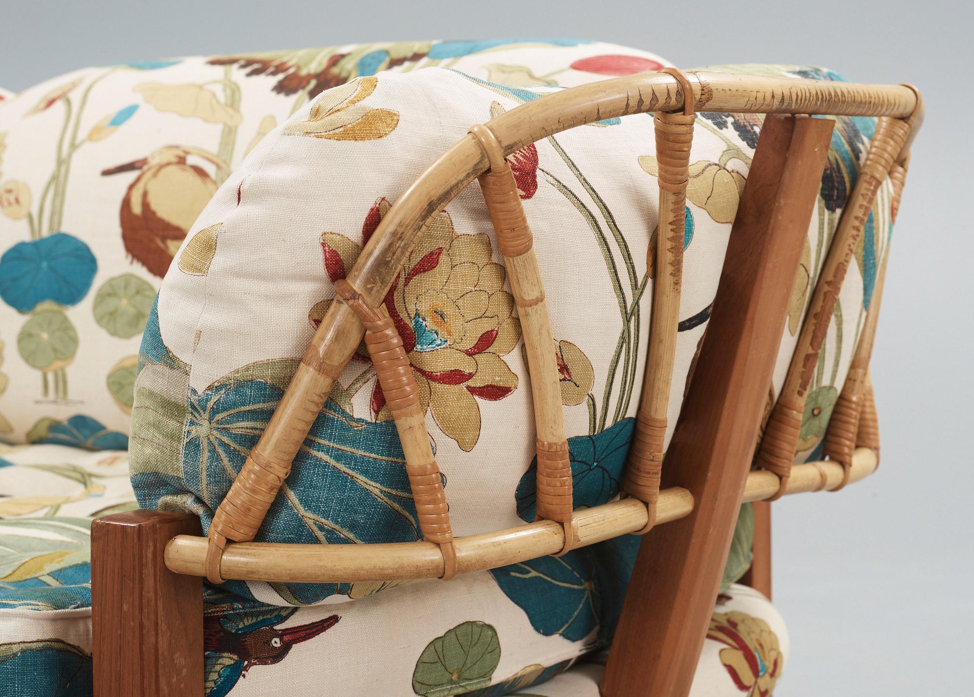 A Josef Frank mahogany and rattan daybed, Svenskt Tenn, model 2145.