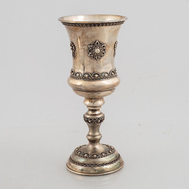 Kiddush cup / drinking chalice, silver, Judaica, early 20th Century.