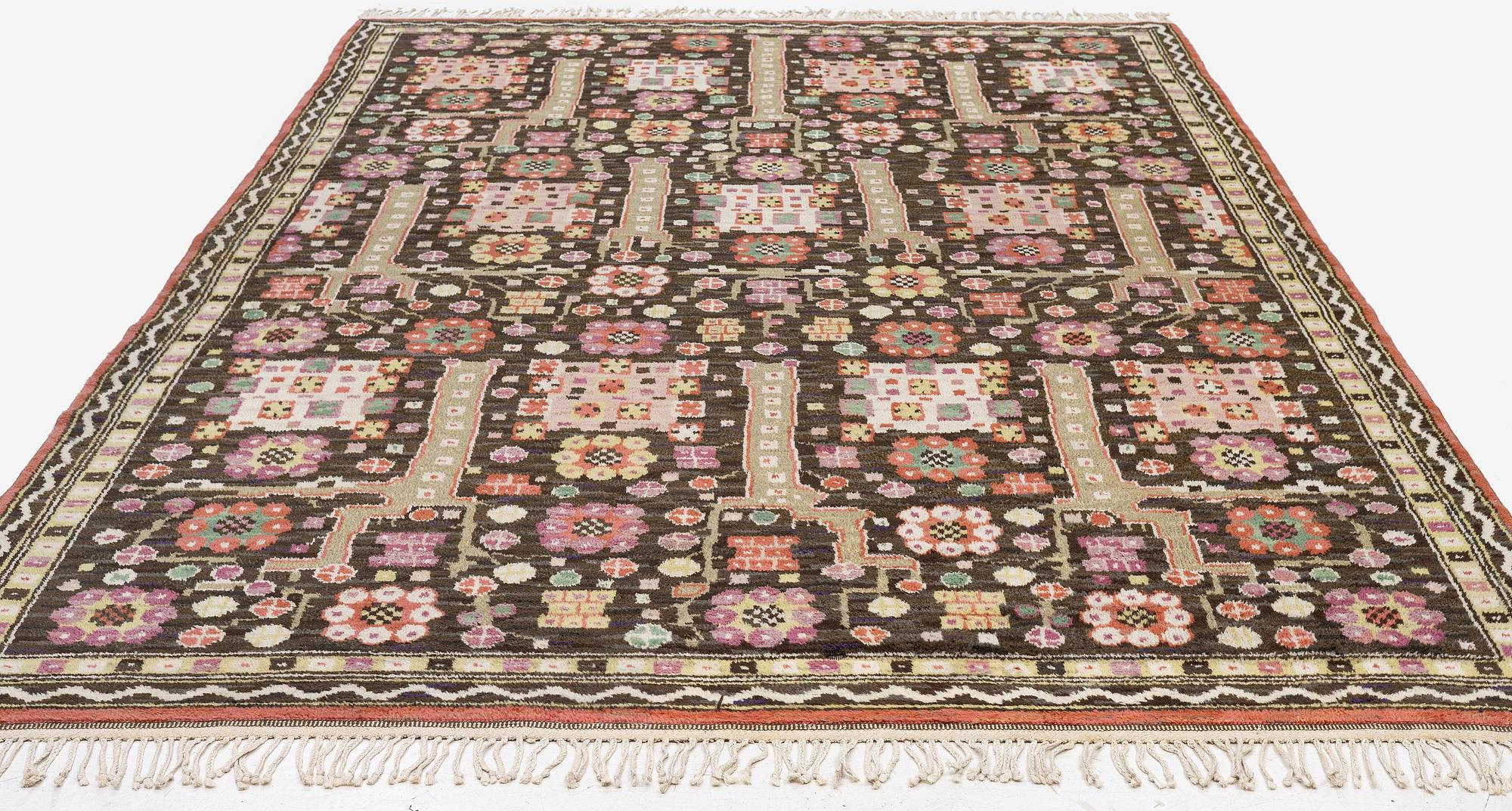 Märta Måås-Fjetterström, a carpet, "Svarta trädgårdsmattan", knotted pile, ca 356 x 219-220,5 cm, signed AB MMF.