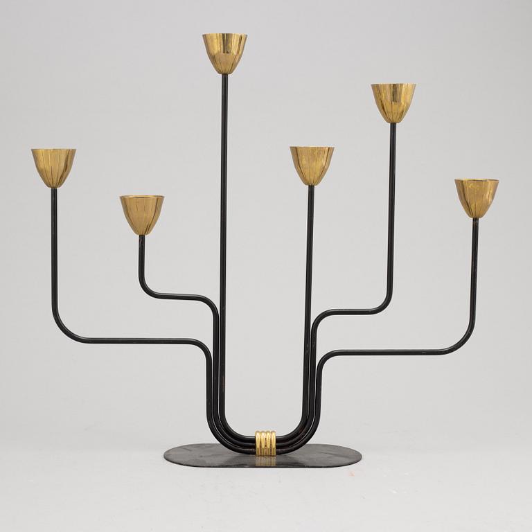 Gunnar Ander, a brass and metall six-light candelabra from Ystad Metall.