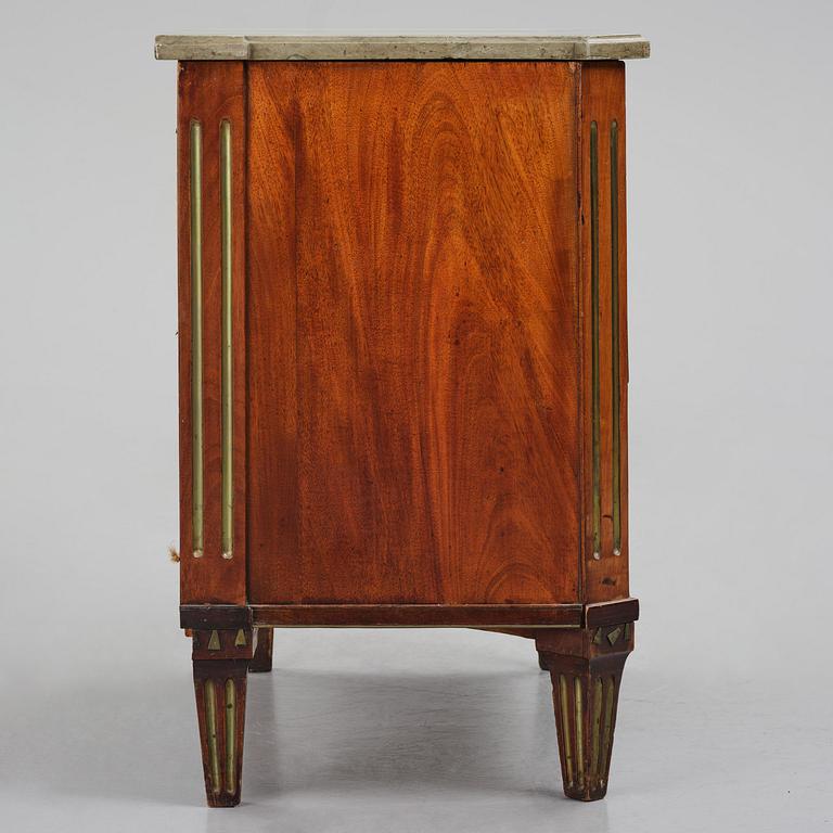 A late Gustavian mahogany commode by Erik Nyström (master in Stockholm 1773-88).