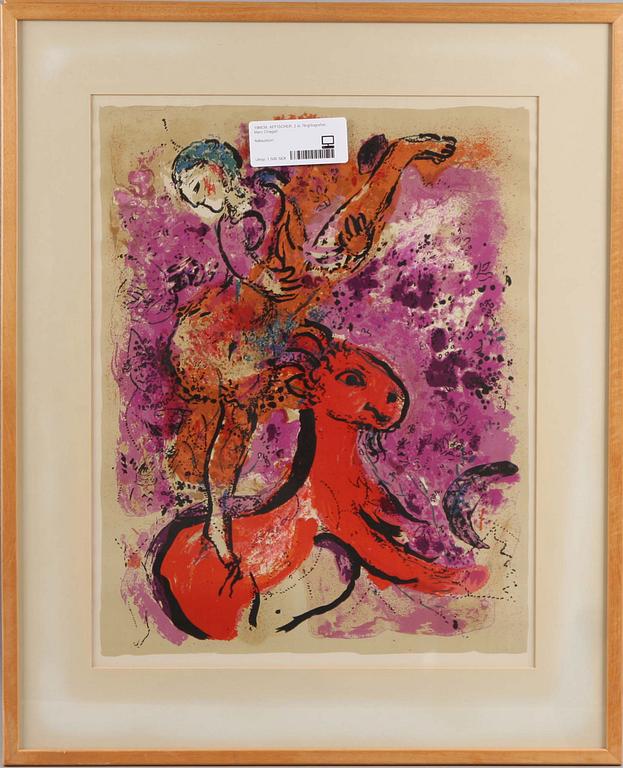 MARC CHAGALL, efter, litografiska utställningsaffischer, 2 st.