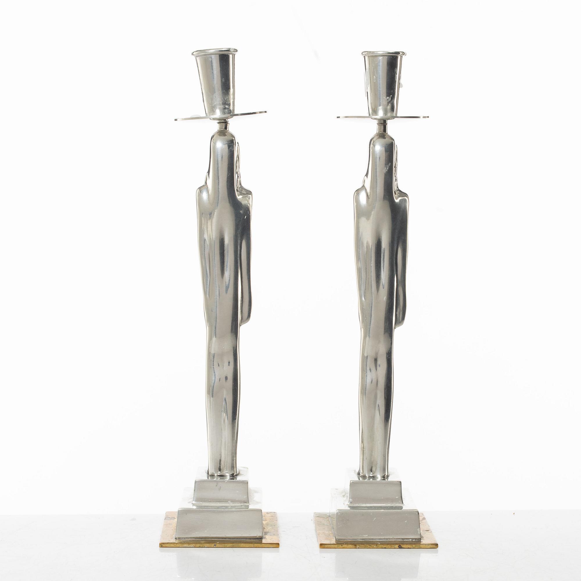 Edvin Öhrström, a pair of "Egyptisk" candlesticks, Firma Svensk Tenn, Stockholm 2008.