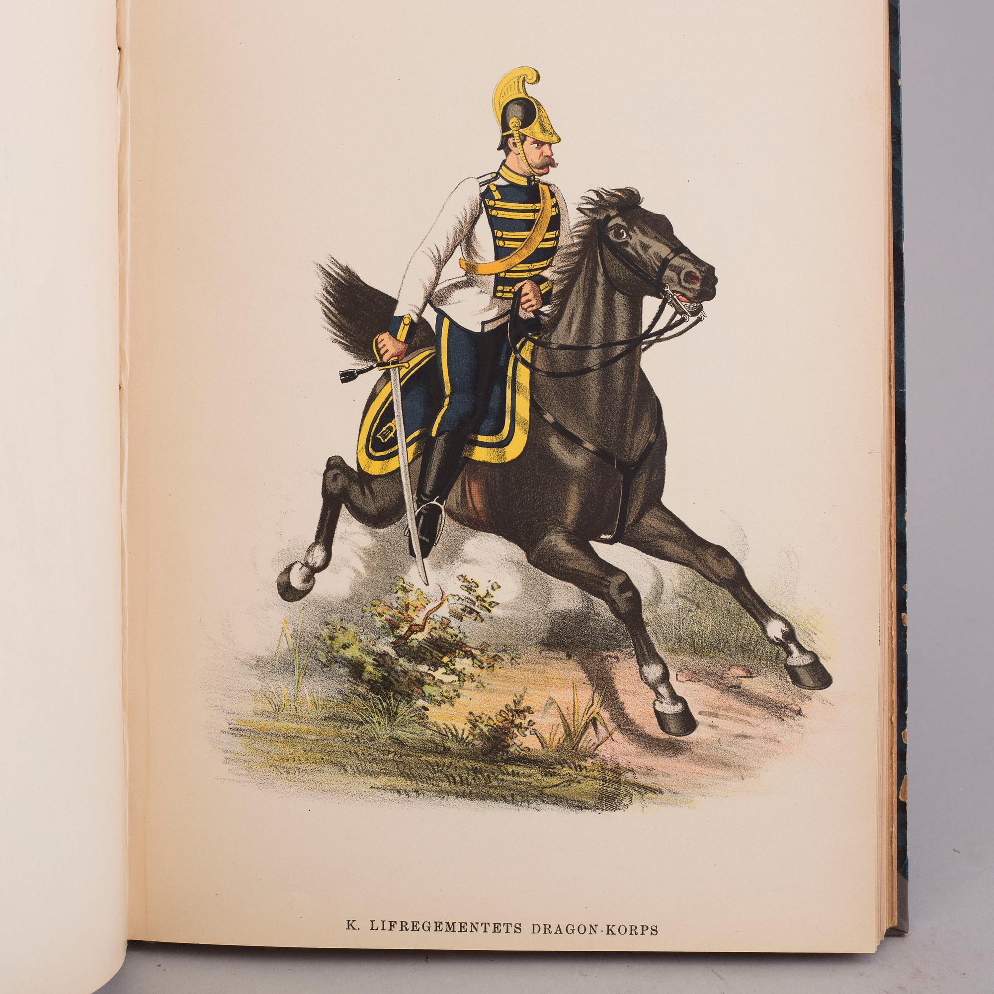 Book, Harald Oscar Prytz "Svenska arméens och flottans uniformer. Jemte smärre historiska uppsatser m.m." , 1890.