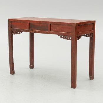 A Chinese desks and two 'Yoke-back' chairs, 20th Century.