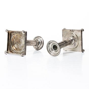 John Malmstedt, A pair of late Gustavian silver candlesticks, Göteborg 1795.