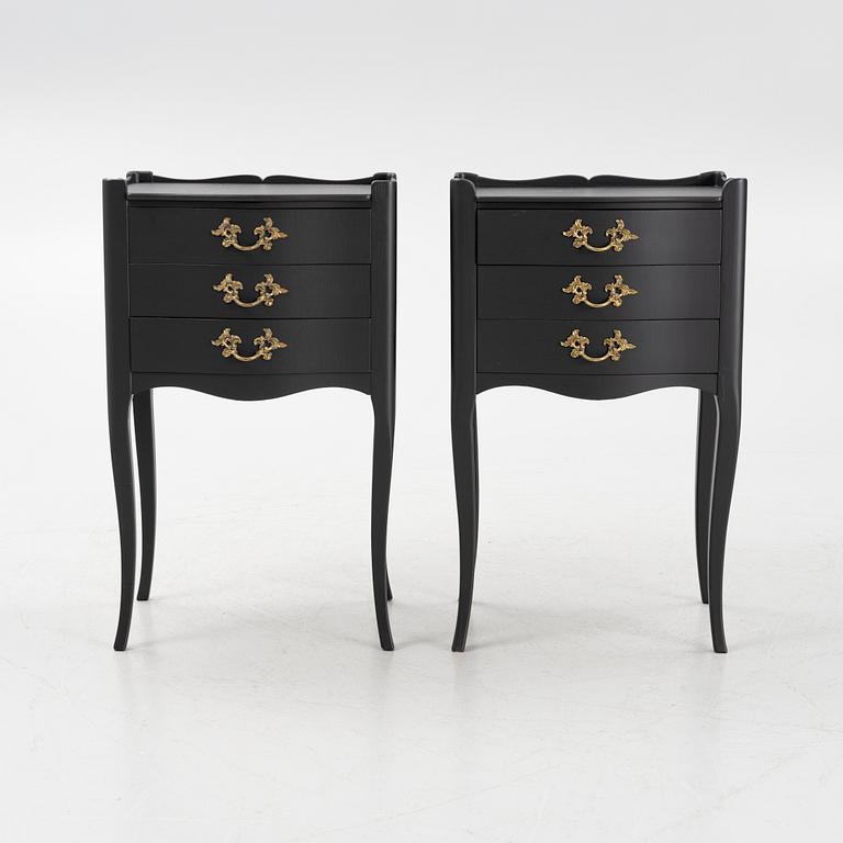A pair of Rococo style bedside tables, second half of the 20th Century.