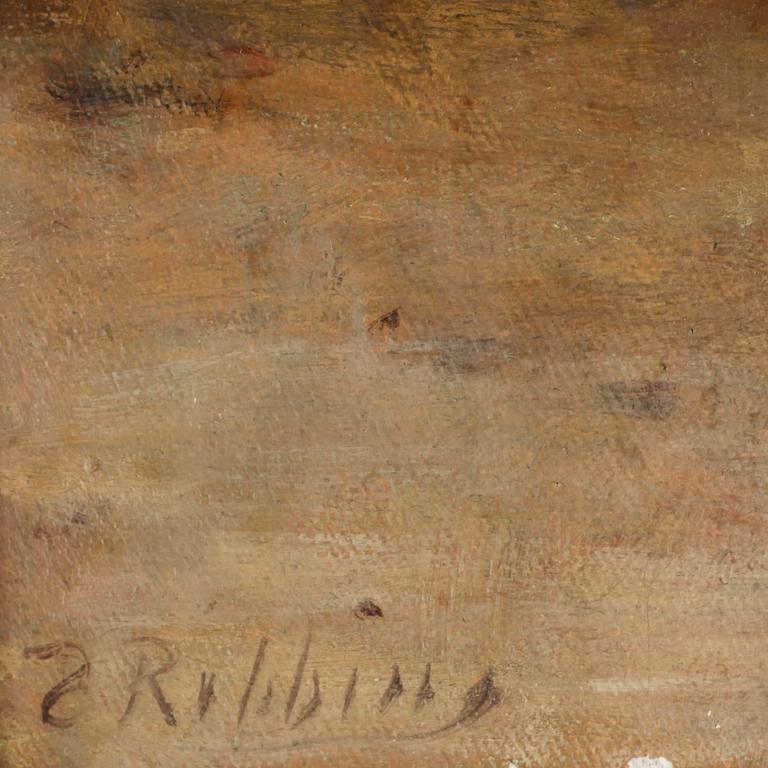 OKÄND KONSTNÄR, olja på duk, sign ? Ribbing, sekelskifte 1800/1900.