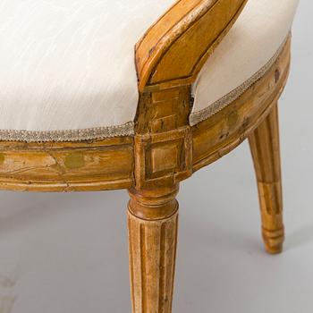 A pair of Gustavian armchairs, 18th century.