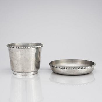 Estrid Ericson, probably, a pewter flower pot and a bowl, Svenskt Tenn, Stockholm 1930.