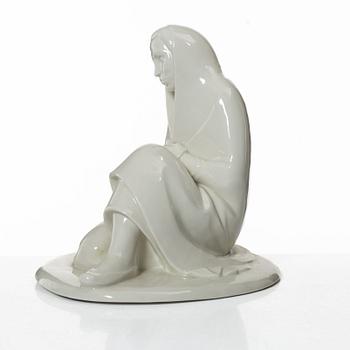 E Barlach, figurin, porslin "Sittande flicka" 1908.