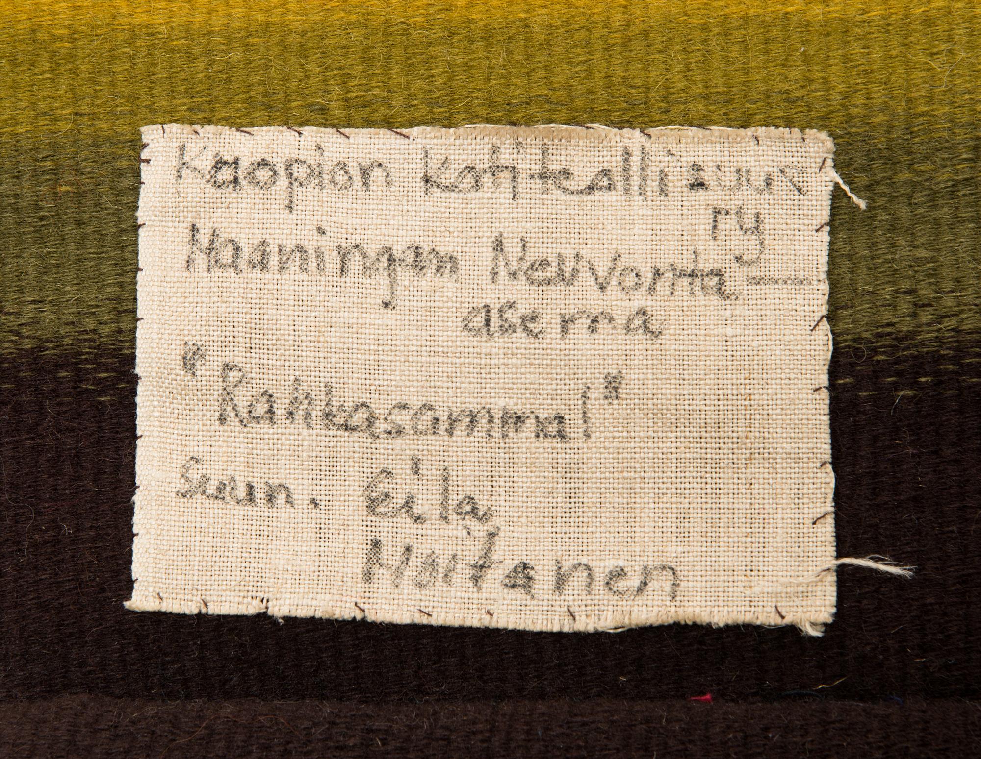 Eila Moilanen, rana, signerad för Kuopion Kotiteollisuus, ry. Maaningan Neuvonta-asema.