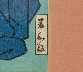 Utagawa Kunisada, 'Ghost', 'Warrior' and Yoshitaki 'Kabuki actor'.