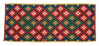 307. CARRIAGE CUSHION. Rölakan (flat weave). 47 x 110 cm. Skåne second half of the 19th century.