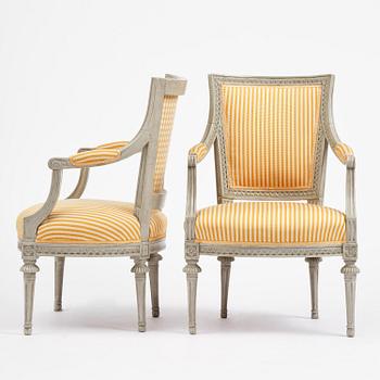 A pair of late Gustavian armchairs by E Ståhl (1797-1820).