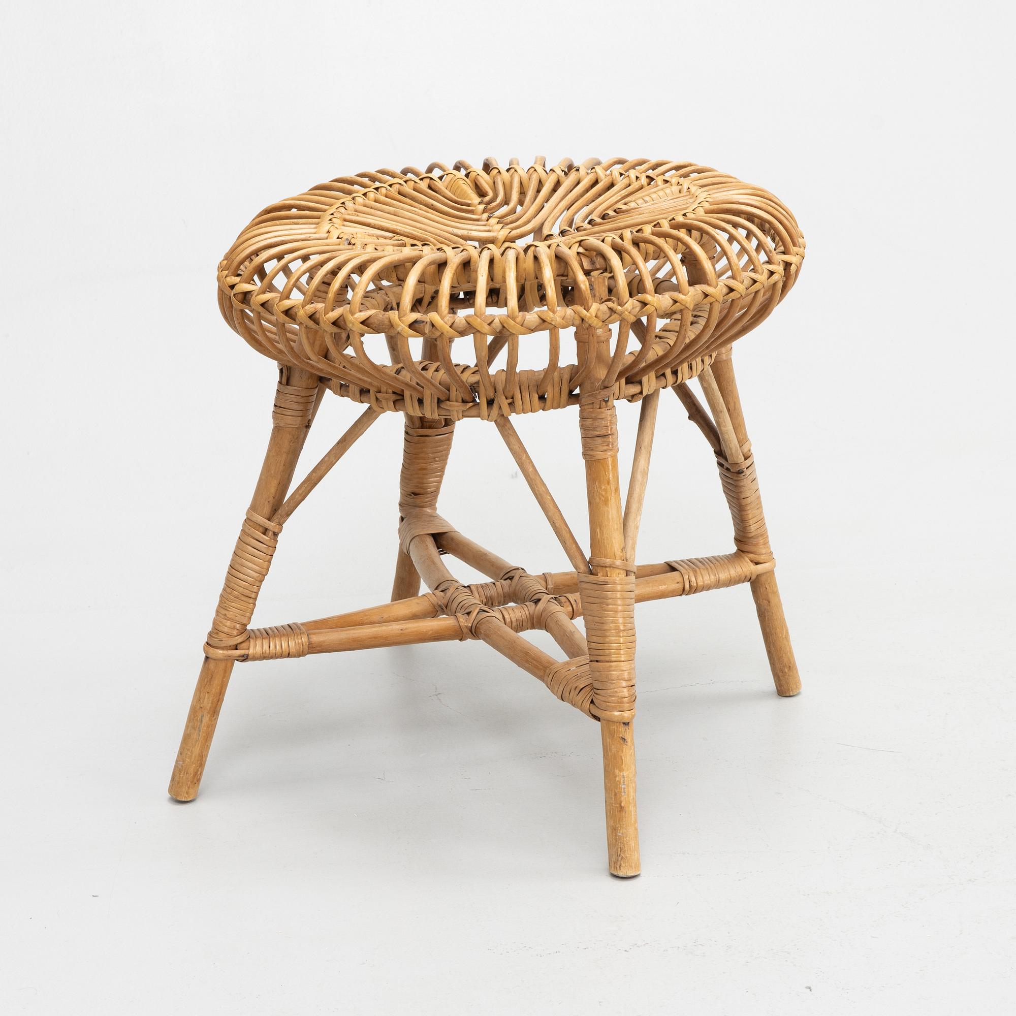 Franco Albini, attributed to. A bamboo and rattan stool.