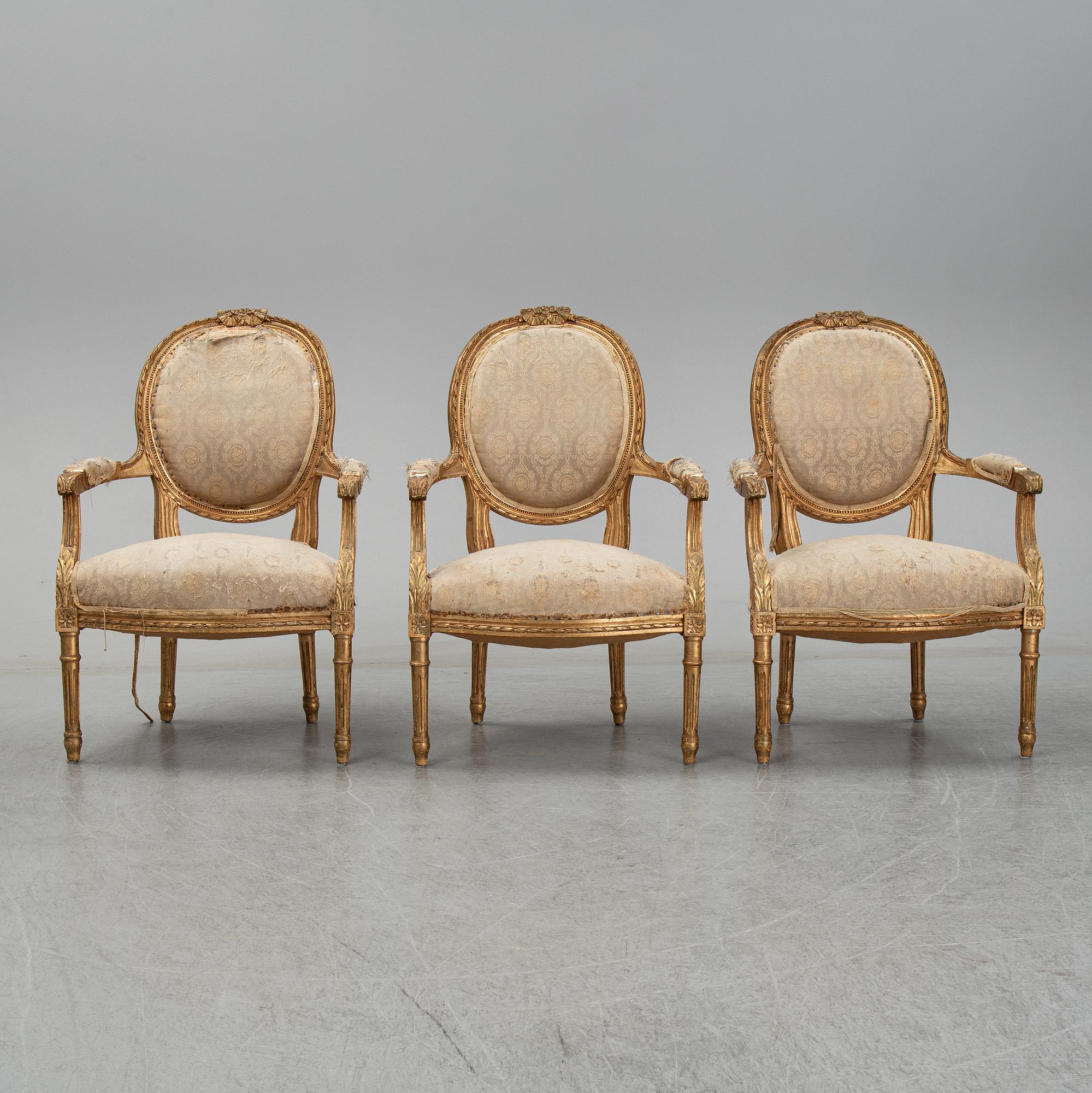 Salongsgrupp, 4 delar, Louis XVI-stil, omkring 1900.
