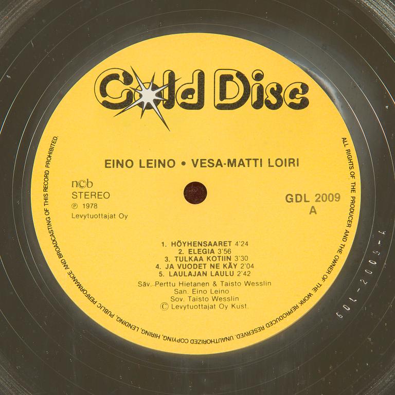 Gold record, "Eino Leino - Vesa-Matti Loiri".