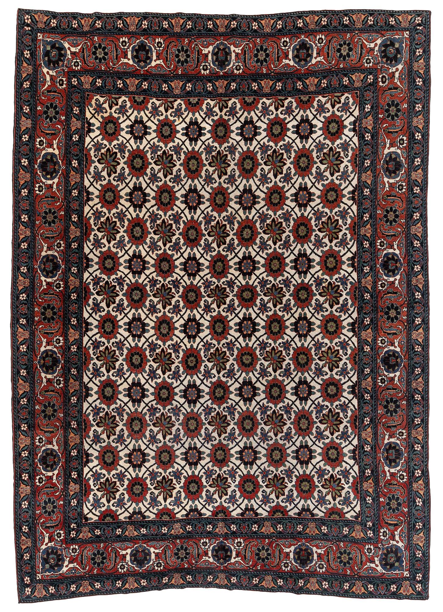 An antique Veramin carpet, West Persia, 380 x 271 cm.