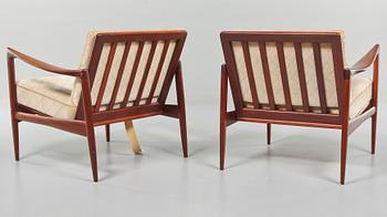 FÅTÖLJER, ett par, "Kandidaten", Ib Kofod-Larsen, OPE Möbler, Jönköping, 1960-tal.