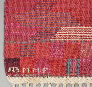 Barbro Nilsson, A CARPET, "Rödarp", flat weave, ca 299 x 186,5 cm, signed AB MMF BN.