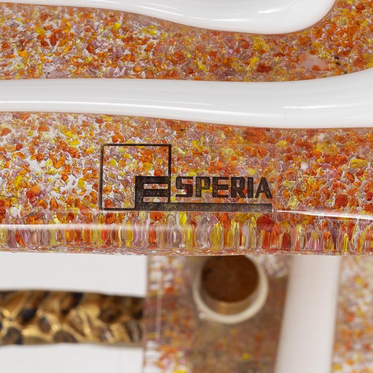 Angelo Brotto, vägglampa, mässing med Muranoglas, Esperia, Italien.