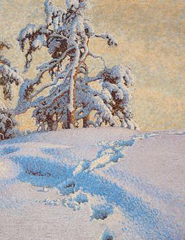 Gustaf Fjaestad, Snowy landscape.
