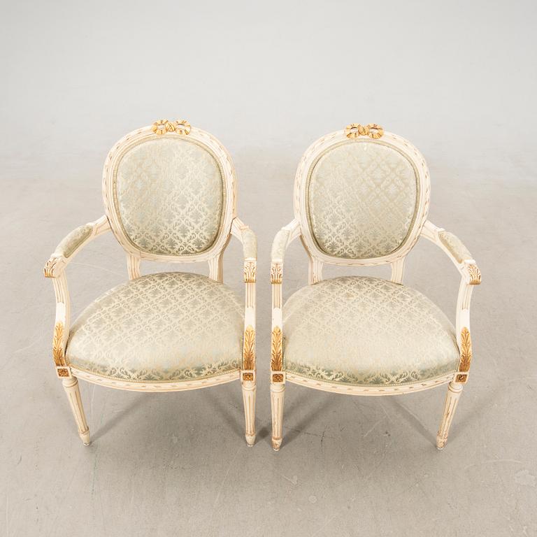 Sofa group in the Gustavian style, mid/second half of the 20th century.