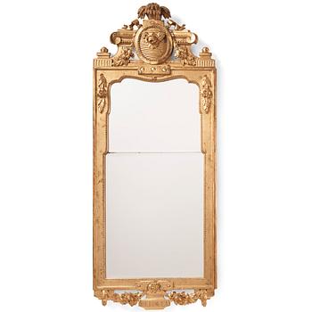 94. A Gustavian giltwood mirror, late 18th century.