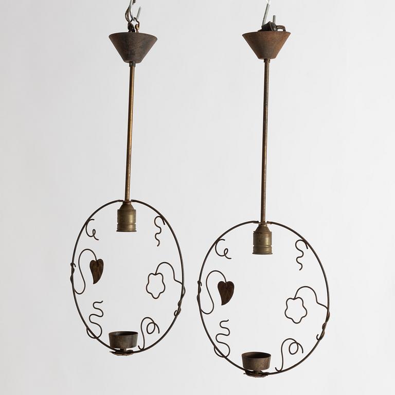 A pair of Swedish Modern ceiling lamps, 1940s.