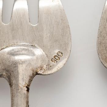 Ostrongafflar, 6 st, silver 800, 1900-tal.