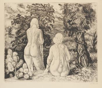 47. Eduard Wiiralt, "NUDES IN LANDSCAPE" (AKTID MAASTIKU TAUSTAL).