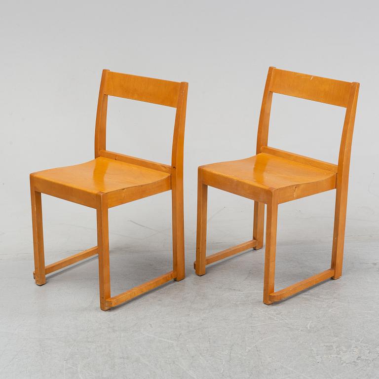 Six birch chairs by Sven Markelius, mid 20th Century.
