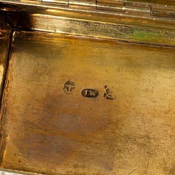 Six English silver boxes and a spectacle case for a chatelaine, silver, Birmingham and Sheffield.