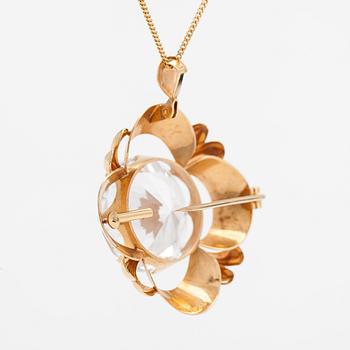 Helge Narsakka, halsband och brosch, 14K guld, rökkvarts och syntetisk spinell. Lahtis 1965.