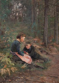 86. Elisabeth Warling, Children picking berries.