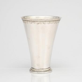 A Swedish 18th Century parcel-gilt silver beaker, mark of Paul Zachun, Norrköping, 1732.