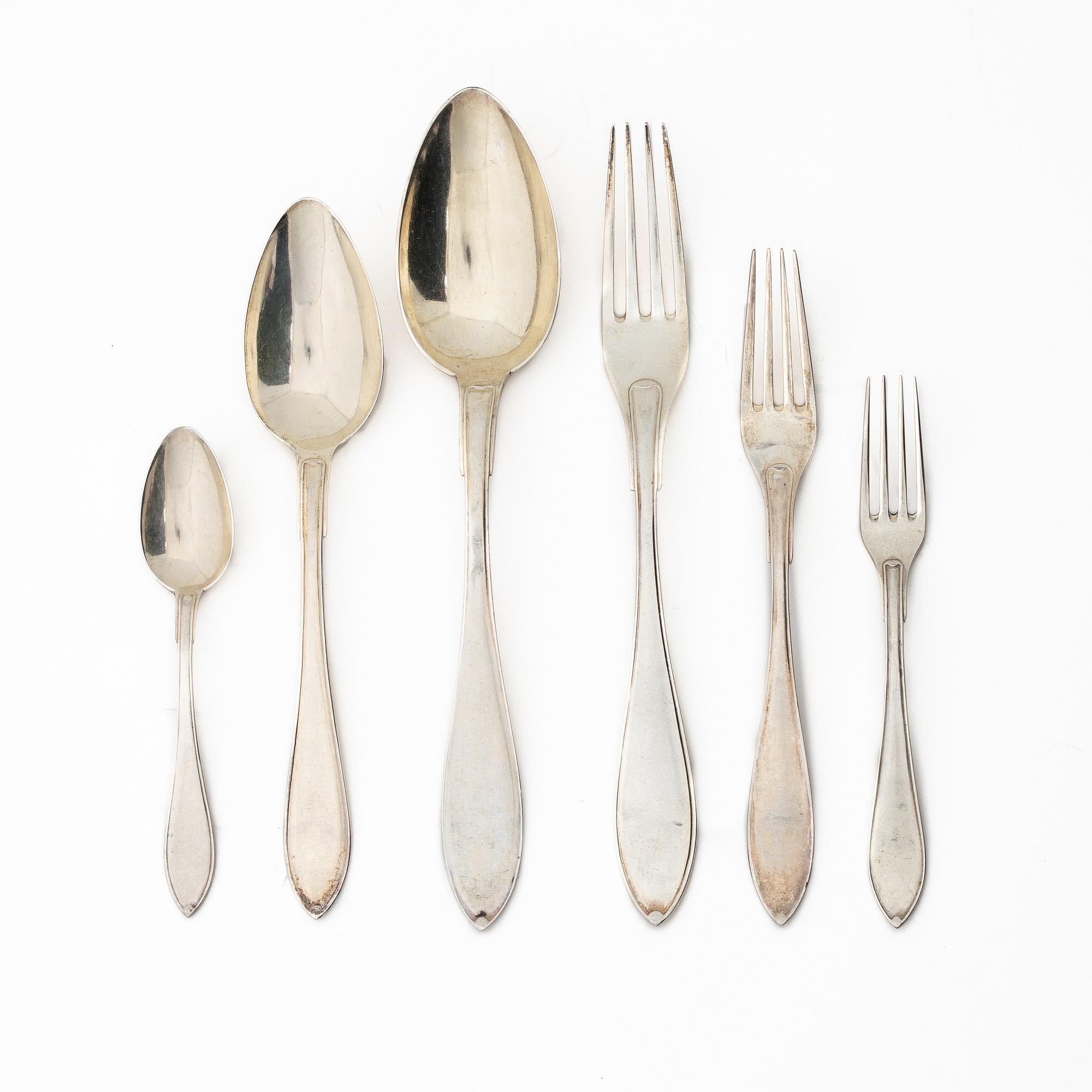 A 71-piece silver flat ware set, K.andersson, Sweden, Stockholm, 1916-17.