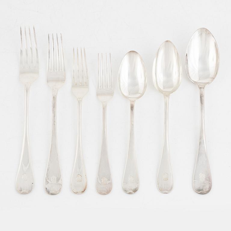 A 50-piece Swedish silver cutlery, model 'Svensk', mark of GAB, Stockholm, including 1950.