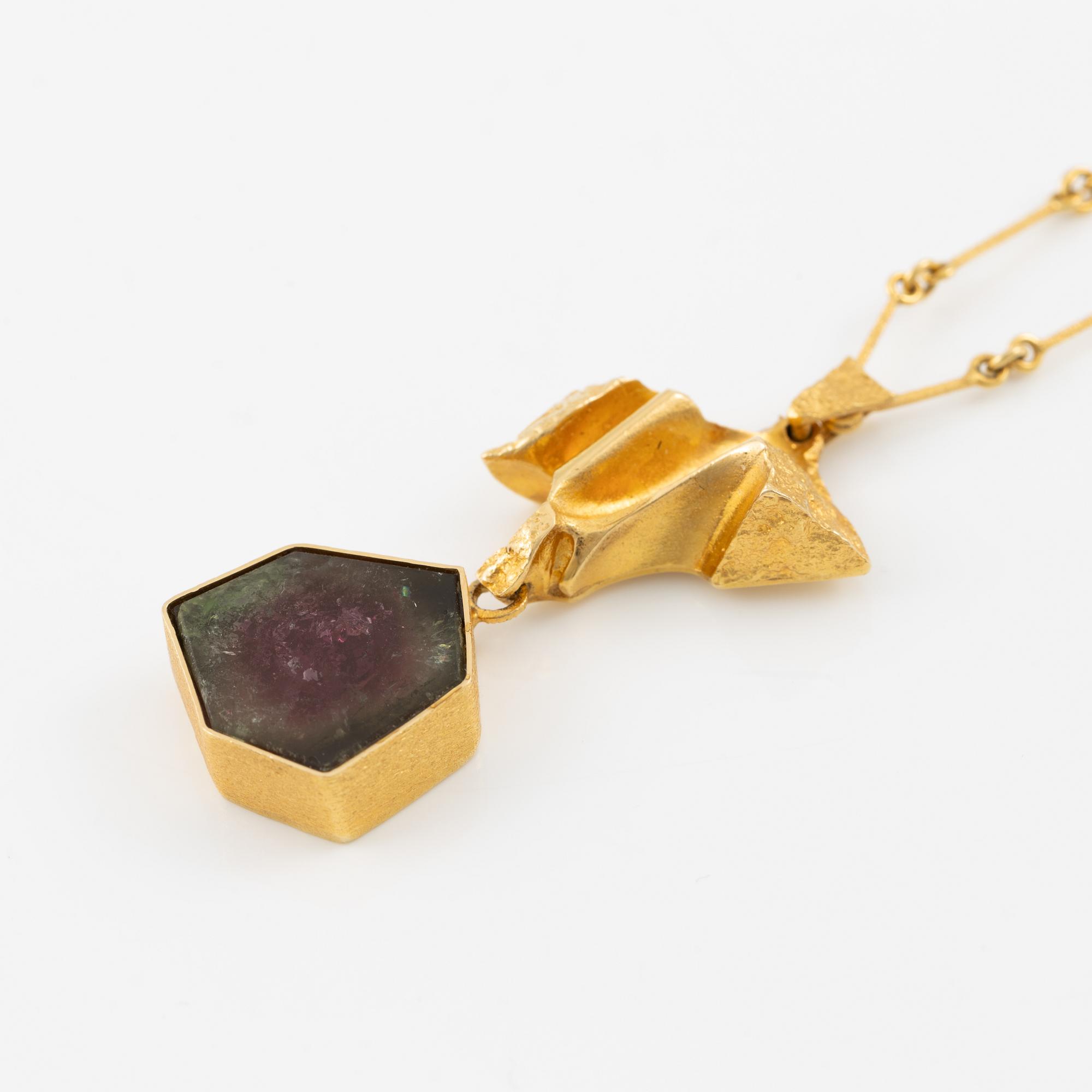 Björn Weckström, collier, 18K guld med vattenmelonturmalin, för Lapponia.